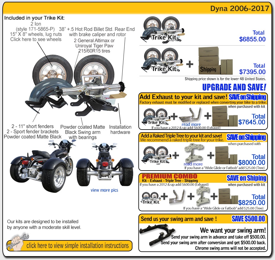 Dyan trike kit from frankenstein trikes contens and pricing
